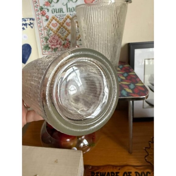 MCM Jeannette Glass Finlandia Pitcher & Tumbler Glass Tree Bark Icicle - Picture 6 of 6